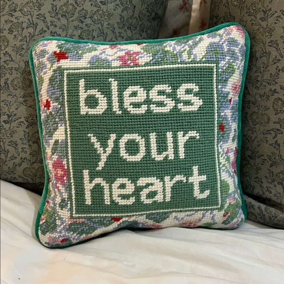 Furbish Studio Bless Your Heart Needlepoint Pillow - Picture 2 of 5